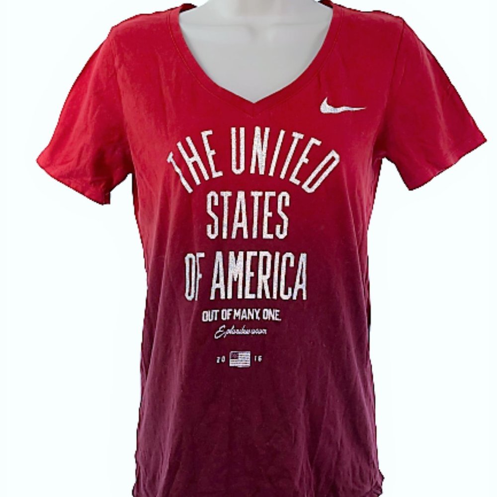 NIKE S Red Ombre 2016 USA Olympic Team V-neck Top!